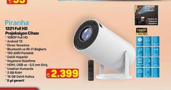 Piranha 1221 Full Hd Projeksiyon Cihazı