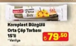 Koroplast Büzgülü Orta Çöp Torbası 15'Li Vanilya
