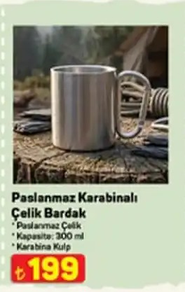 Paslanmaz Karabinalı Çelik Bardak
