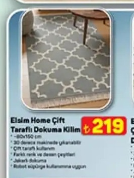 Elsim Home Çift Taraflı Dokuma Kilim 80X150Cm