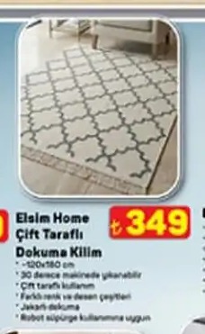 Elsim Home Cift Tarafli Dokuma Kilm 120X180 Cm