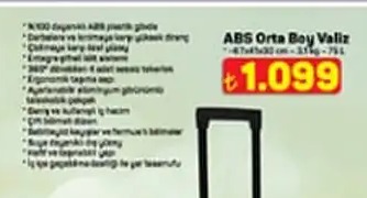 Abs Orta Boy Valiz 47X67X30Cm