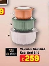 Vakumlu Saklama Kabı Seti 3'Lü