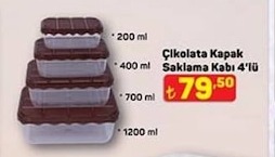 Çikolata Kapak Saklama Kabı 4'Lü
