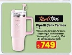 Tantitomi Pipetli Çelik Termos 1.2L