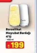 Borosilikat Meşrubat Bardağı 4'Lü 450Ml