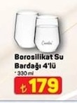 Borosilikat Su Bardağı 4'Lü 330Ml