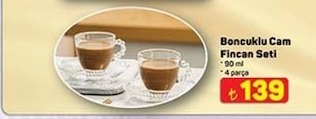 Boncuklu Cam Fincan Seti 90 Ml 4 Parça