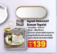 Aynalı Dekoratif Sunum Tepsisi