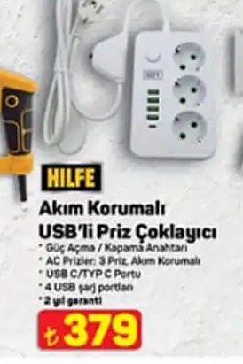Akım Korumalı Usb'Li Priz Çoklayıcı