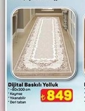 Dijital Baskılı Yolluk 60X300 Cm