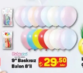 Baloneks 9" Baskısız Balon 8'Li