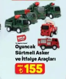 Oyuncak Sürtmeli Asker Ve İtfaiye Araçları