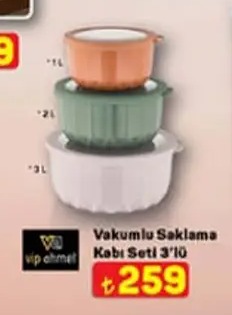 Vakumlu Saklama Kabı Seti 3'Lü