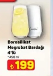 Borosilikat Meşrubat Bardağı 4'Lü 450 Ml