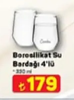Borosillikat Su Bardagi 4'Lü 330Ml