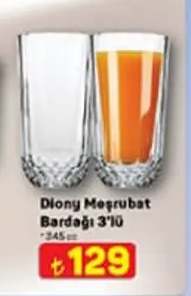 Diony Meşrubat Bardağı 3'Lü 345 Ml