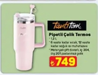 Tantitom Pipetli Çelik Termos 1,2L