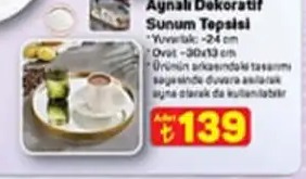 Aynali Dekoratif Sunum Tepsisi