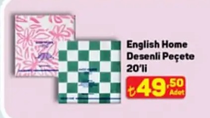 English Home Desenli Peçete 20'Li
