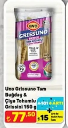 Uno Grissuno Tam Buğday & Çiya Tohumlu Grissini 150G