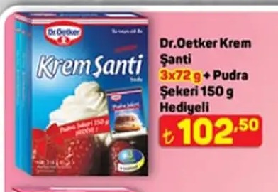 Dr. Oetker Krem Şanti 3X72 G + Pudra Şekeri 150 G Hediyeli