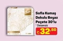Sofia Kumaş Dokulu Beyaz Peçete 30'Lu