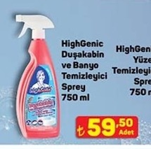 Highgenic Dusakabin Ve Banyo Temizleyici Sprey 750 Ml