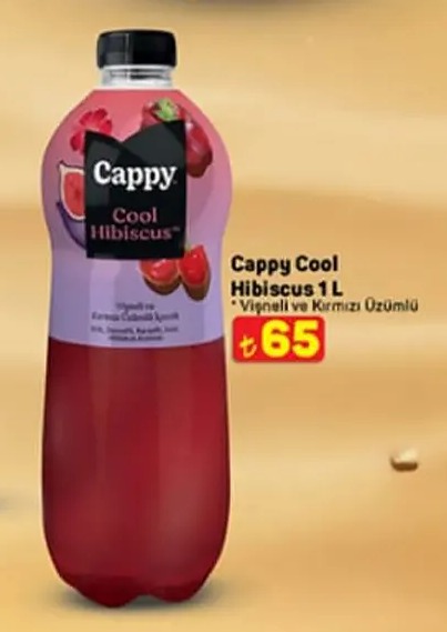 Cappy Cool Hibiscus 1L Vişneli Ve Kırmızı Özümlü