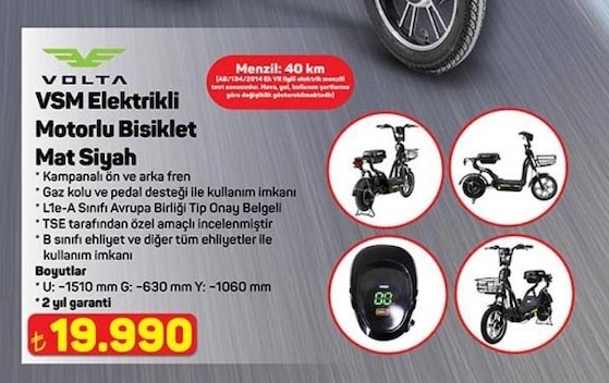 Volta Vsm Elektriklı Motorlu Bisiklet Mat Siyah