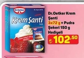 Dr.Oetker Krem Şanti 3X72G + Pudra Şekeri 150G Hedi̇yeli̇
