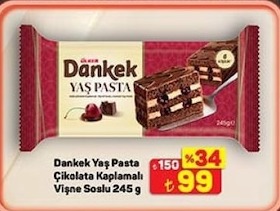 Dankek Yaş Pasta Çikolata Kaplamalı Vişne Soslu 245 G