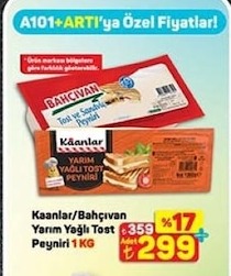 Kaanlar/Bahçıvan Yarım Yağlı Tost Peyniri 1 Kg