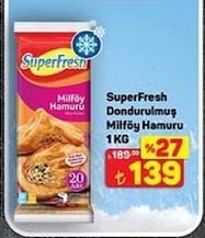 Superfresh Dondurulmuş Milföy Hamuru 1 Kg