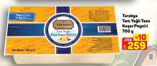 Tarabya Tam Yağlı Taze Kaşar Peyniri 700 G