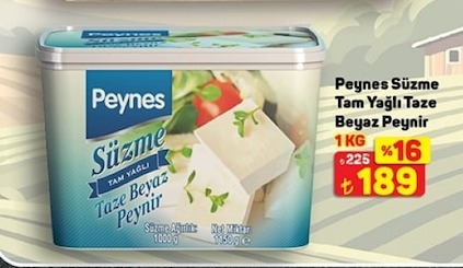 Peynes Süzme Tam Yağlı Taze Beyaz Peynir 1Kg