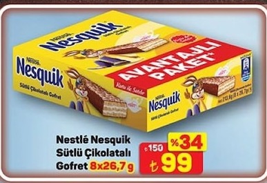 Nestlé Nesquik Sütlü Çikolatalı Gofret 8X26,7G