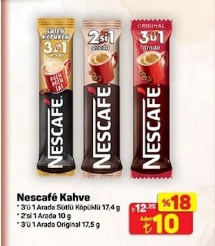 Nescafe Kahve 3'Ü 1 Arada Sütlü Köpüklü 17,4G