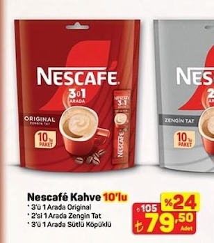 Nescafe Kahve 10'Lu 3'Ü 1 Arada Original Ve 2'Si 1 Arada Zengin Tat