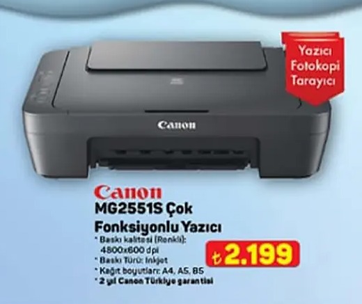 Canon Mg2551S Çok Fonksiyonlu Yazıcı