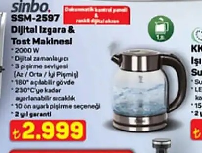 Sinbo Ssm-2597 Dijital Izgara & Tost Makinesi