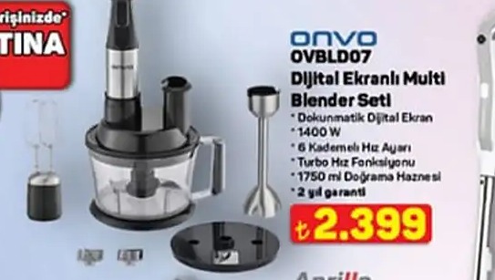 Onvo Ovbld07 Dijital Ekranlı Multi Blender Seti