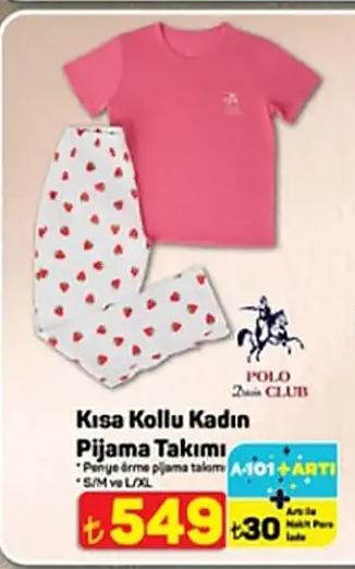 Kısa Kollu Kadın Pijama Takımı S/M Ve L/Xl