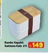 Bambu Kapaklı Saklama Kabı 2'Li