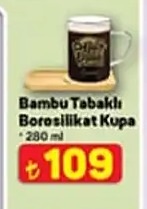 Bambu Tabaklı Borosilikat Kupa 280 Ml