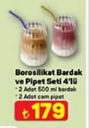 Borosilikat Bardak Ve Pipet Seti 4'Lü