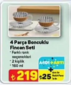 4 Parça Boncuklu Fincan Seti