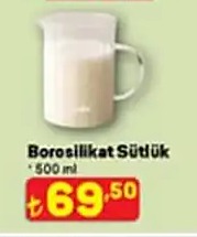 Borosilikat Sütlük 500 Ml