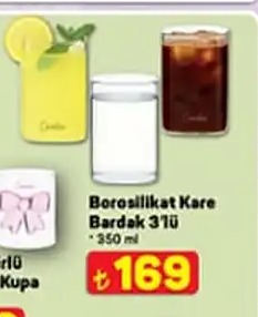 Borosilikat Kare Bardak 3Lü 350Ml
