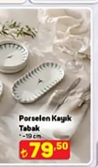 Porselen Kayık Tabak - 19 Cm